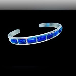 Jay King Mine Finds DTR 925 Silver Natural Lapis Lazuli 8 Stone Cuff Braclet
